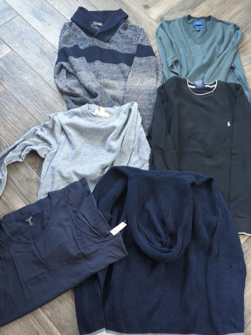 Men's Bundle Navy Blues Gray Mixed Knit Sweater Collection